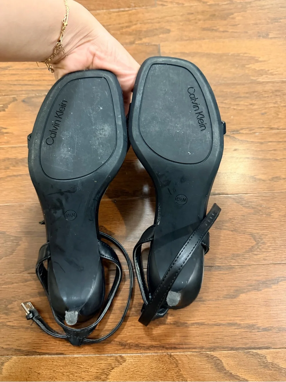 Calvin Klein Black Strappy Ankle-Heel Sandals